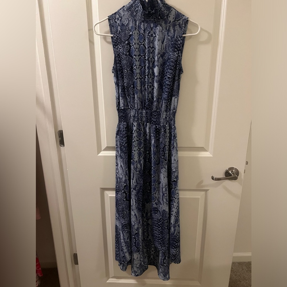 Blue snakeskin print maxi dress